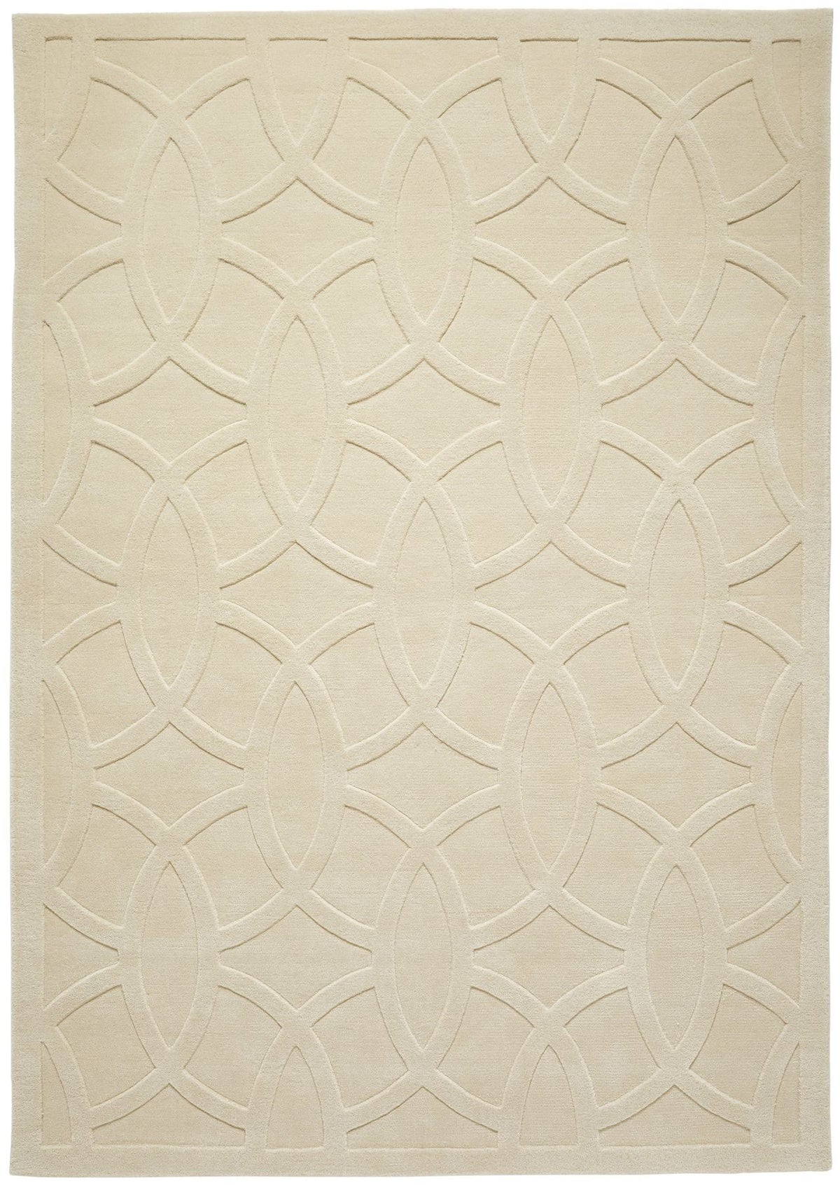Priory Circles Ivory Wool Rug