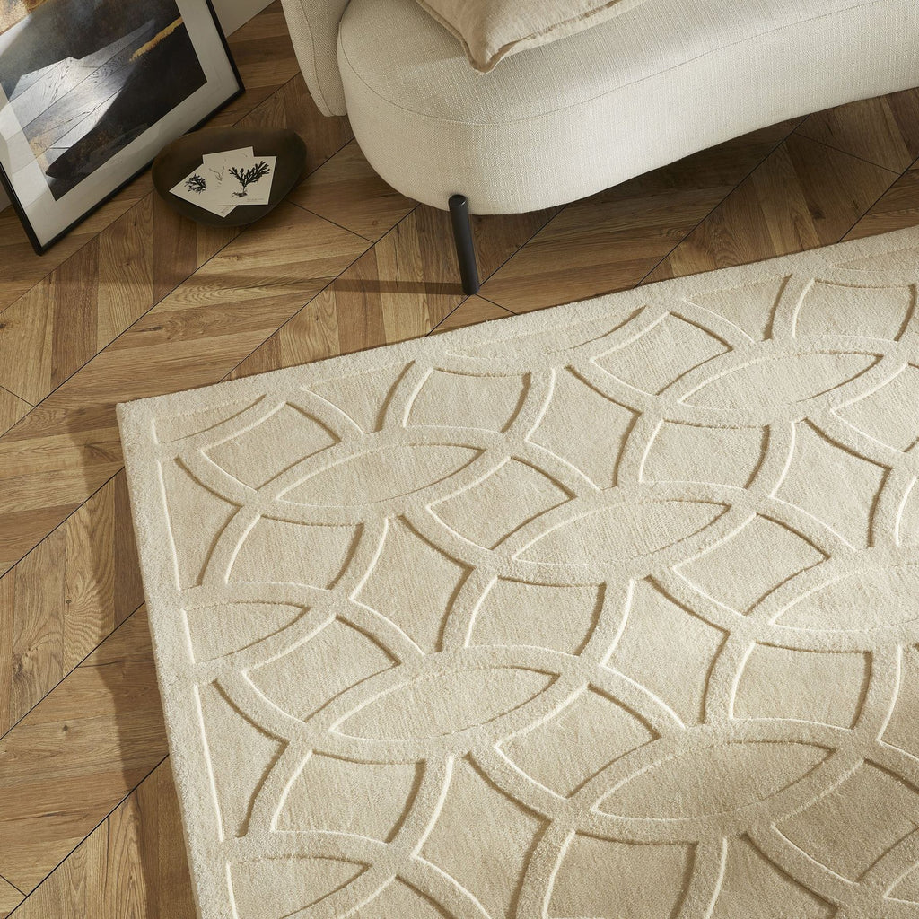 Priory Circles Ivory Wool Rug