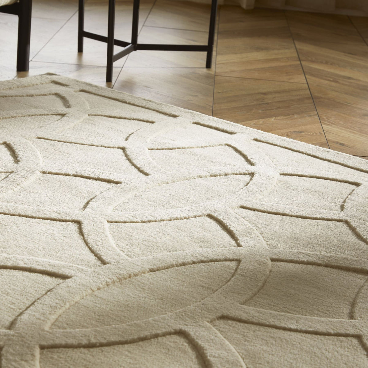Priory Circles Ivory Wool Rug