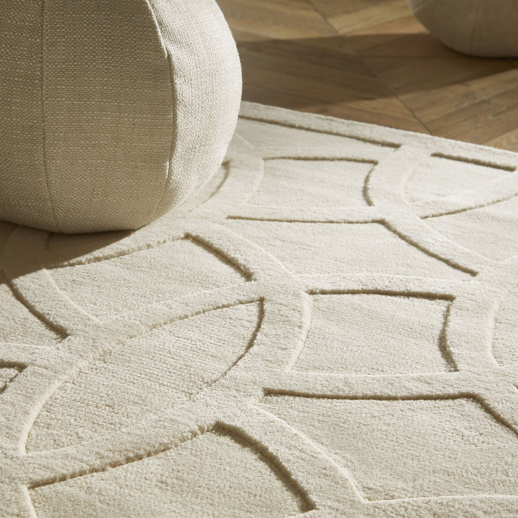Priory Circles Ivory Wool Rug