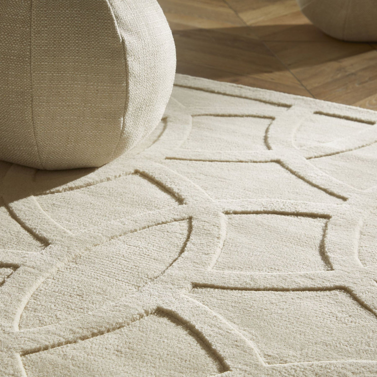 Priory Circles Ivory Wool Rug
