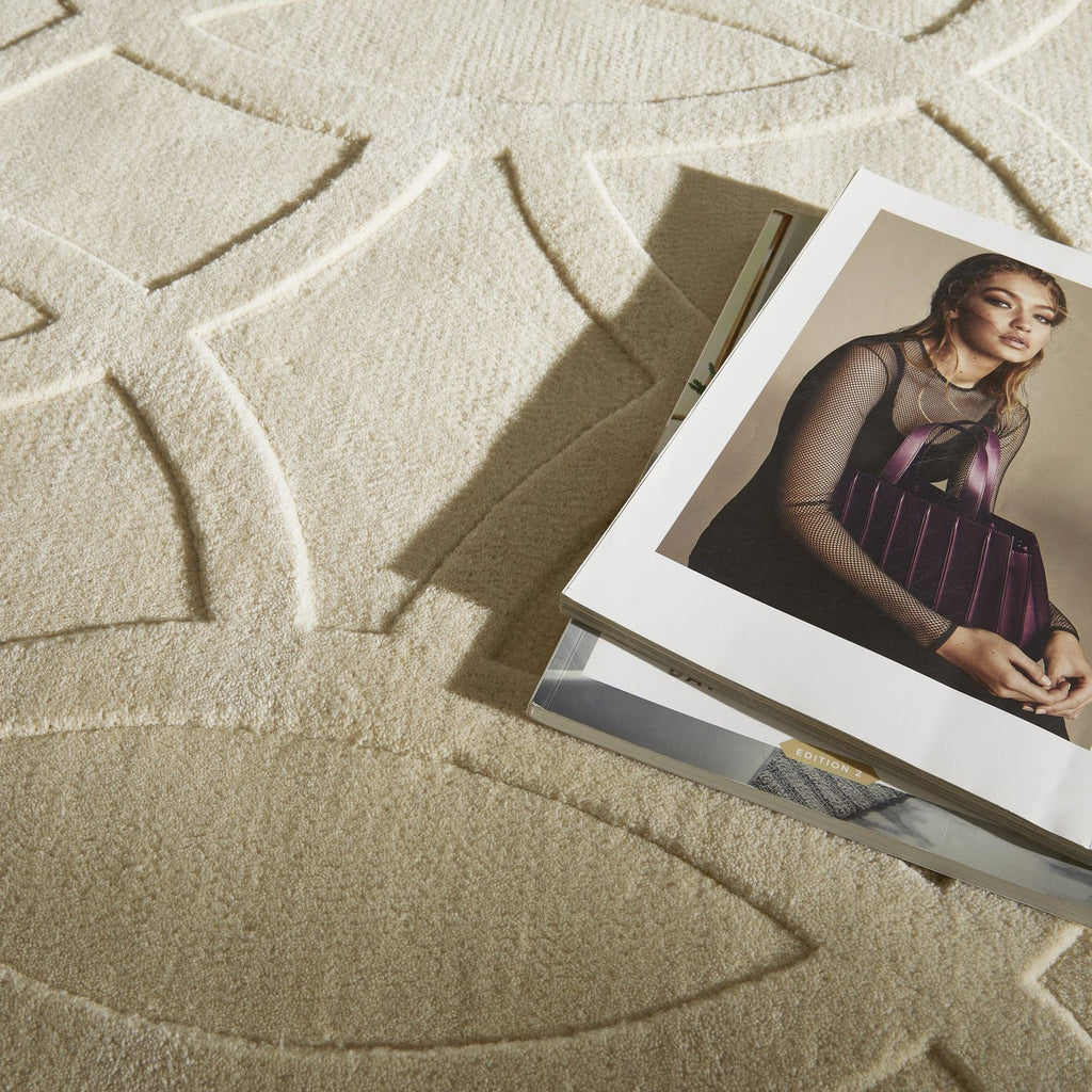 Priory Circles Ivory Wool Rug