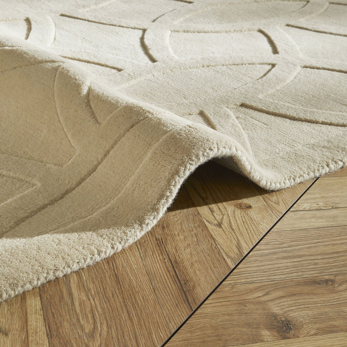 Priory Circles Ivory Wool Rug