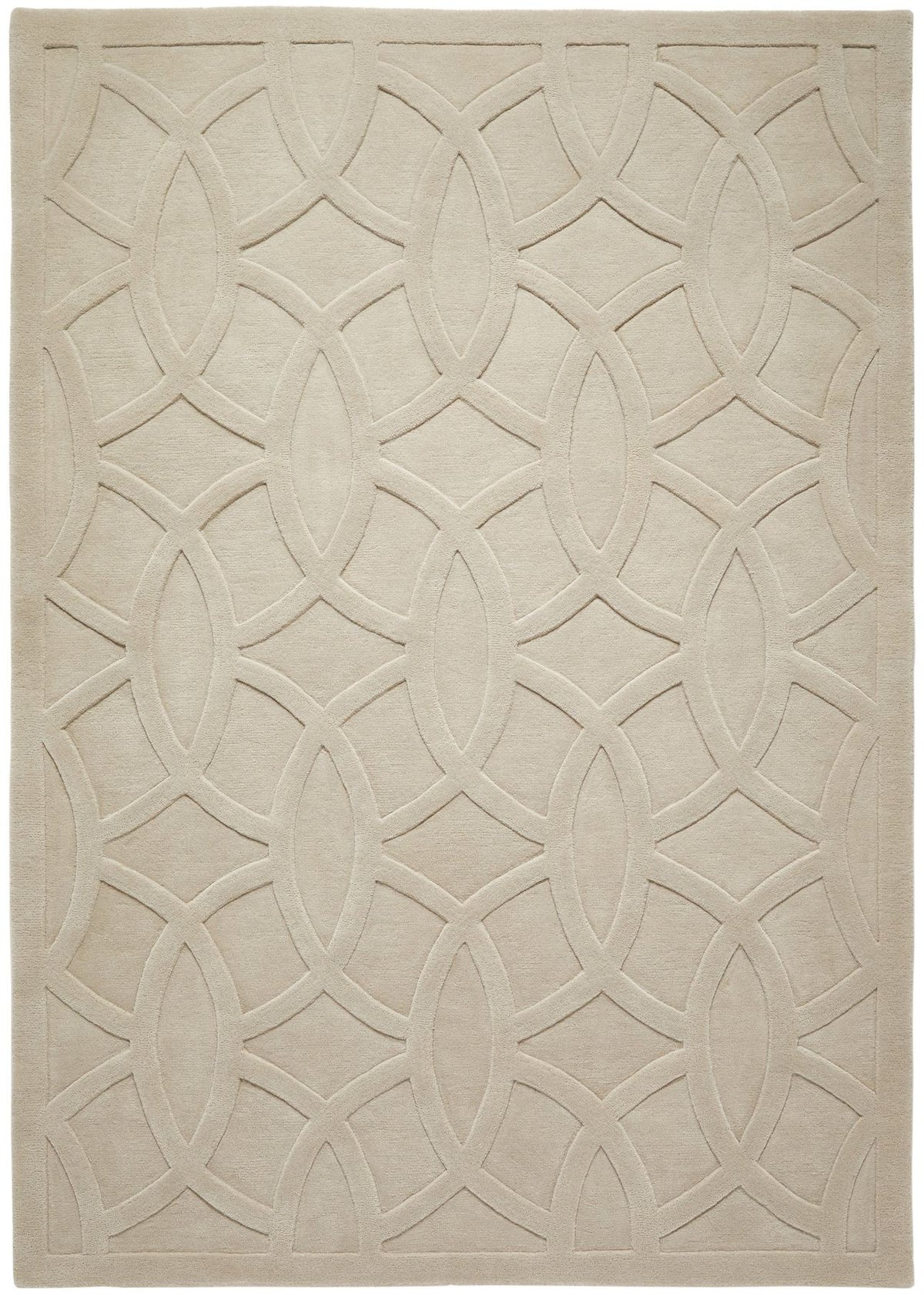 Priory Circles Taupe Wool Rug