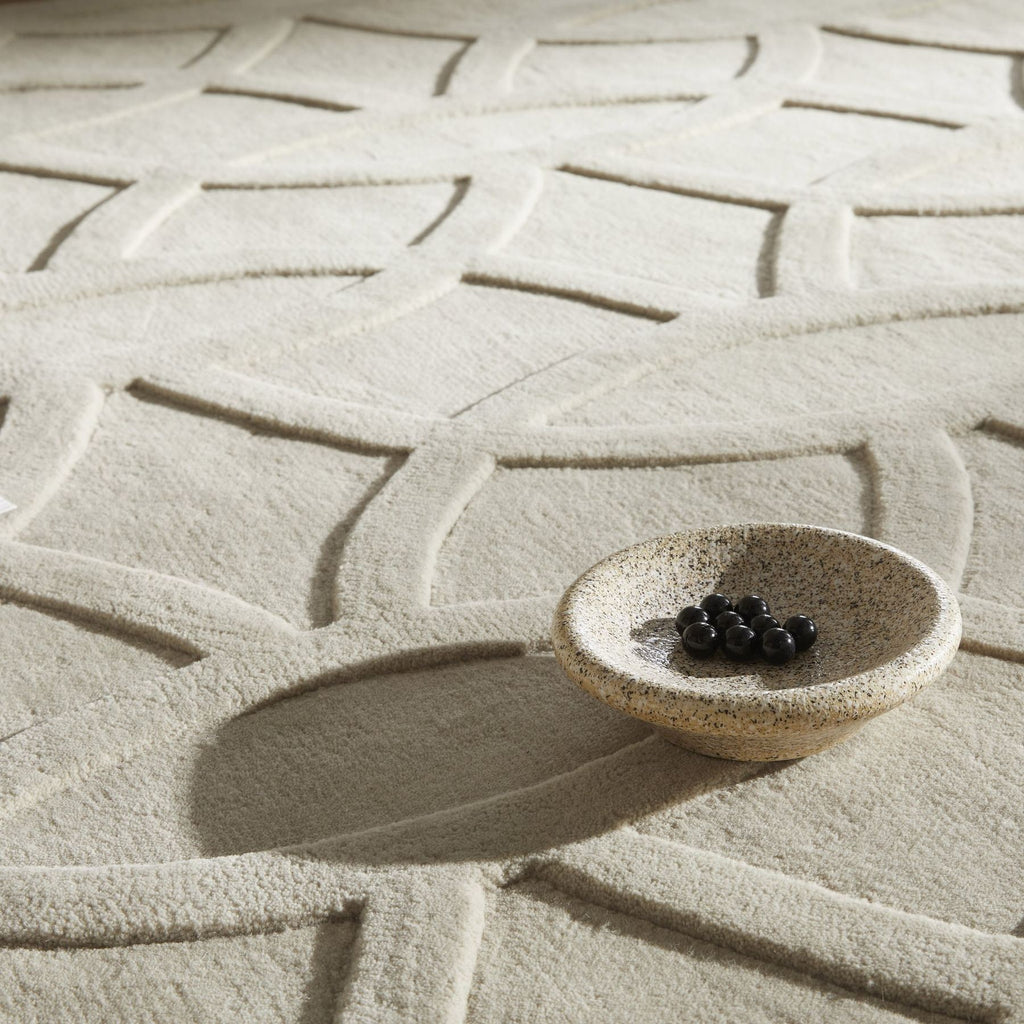Priory Circles Taupe Wool Rug