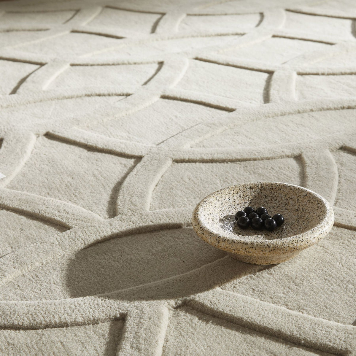 Priory Circles Taupe Wool Rug