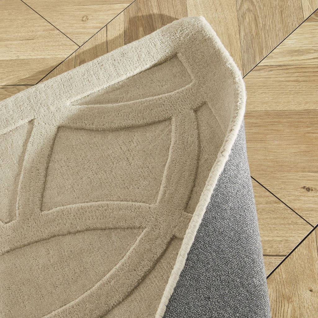 Priory Circles Taupe Wool Rug