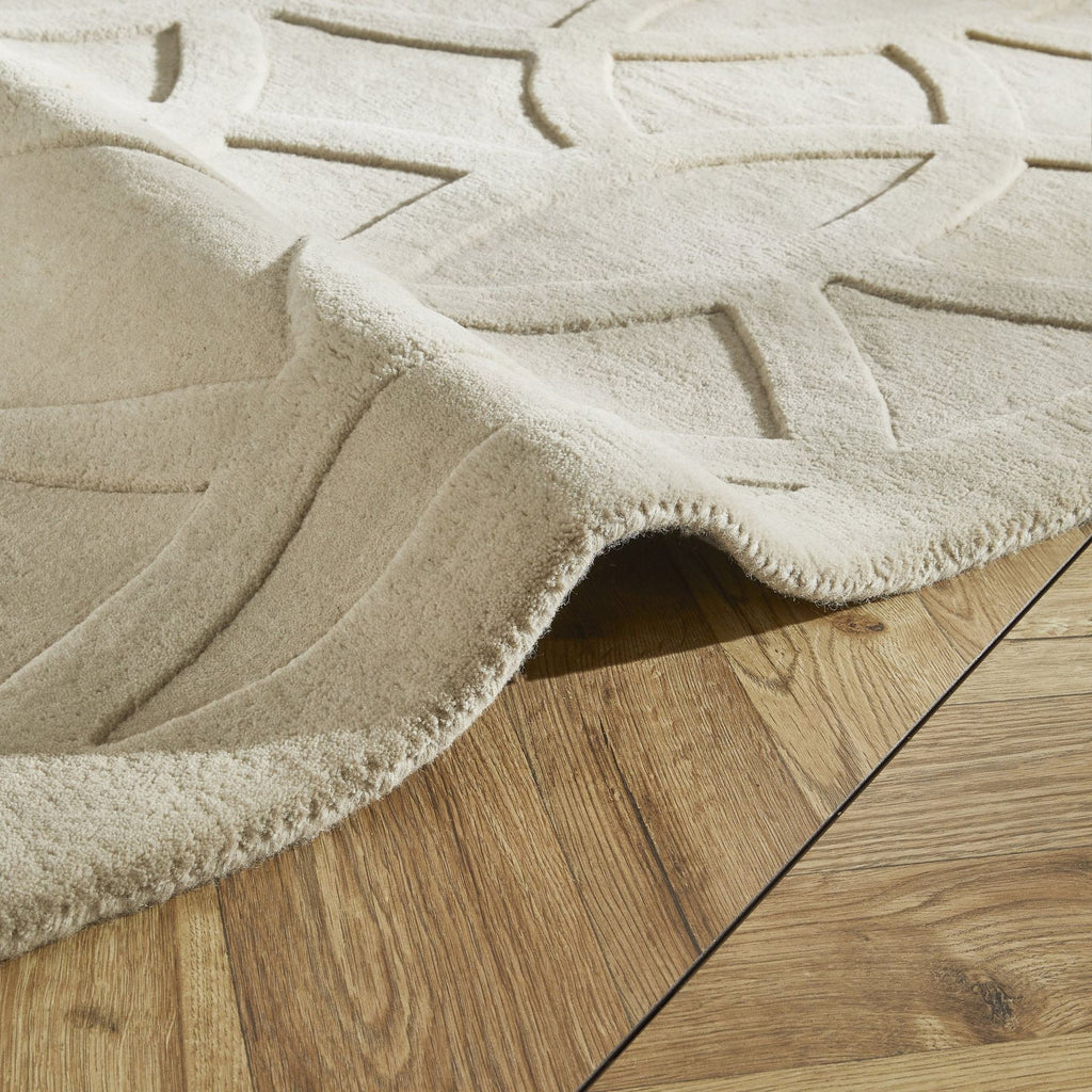 Priory Circles Taupe Wool Rug