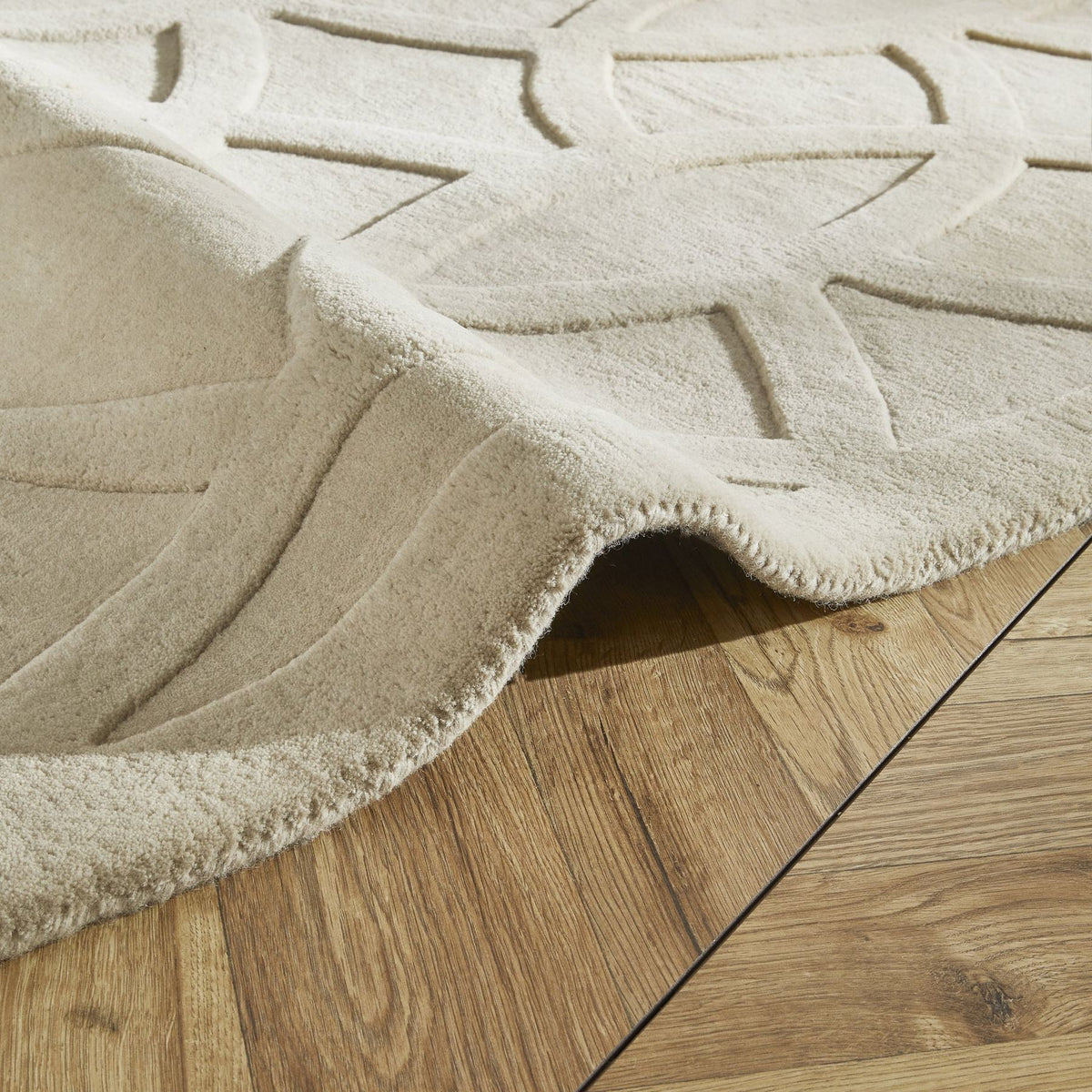 Priory Circles Taupe Wool Rug