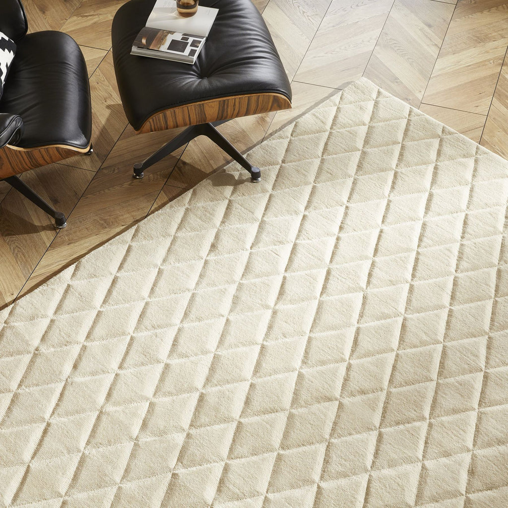 Priory Diamonds Beige Wool Rug
