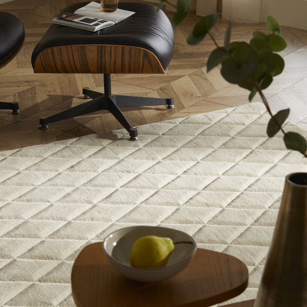 Priory Diamonds Beige Wool Rug
