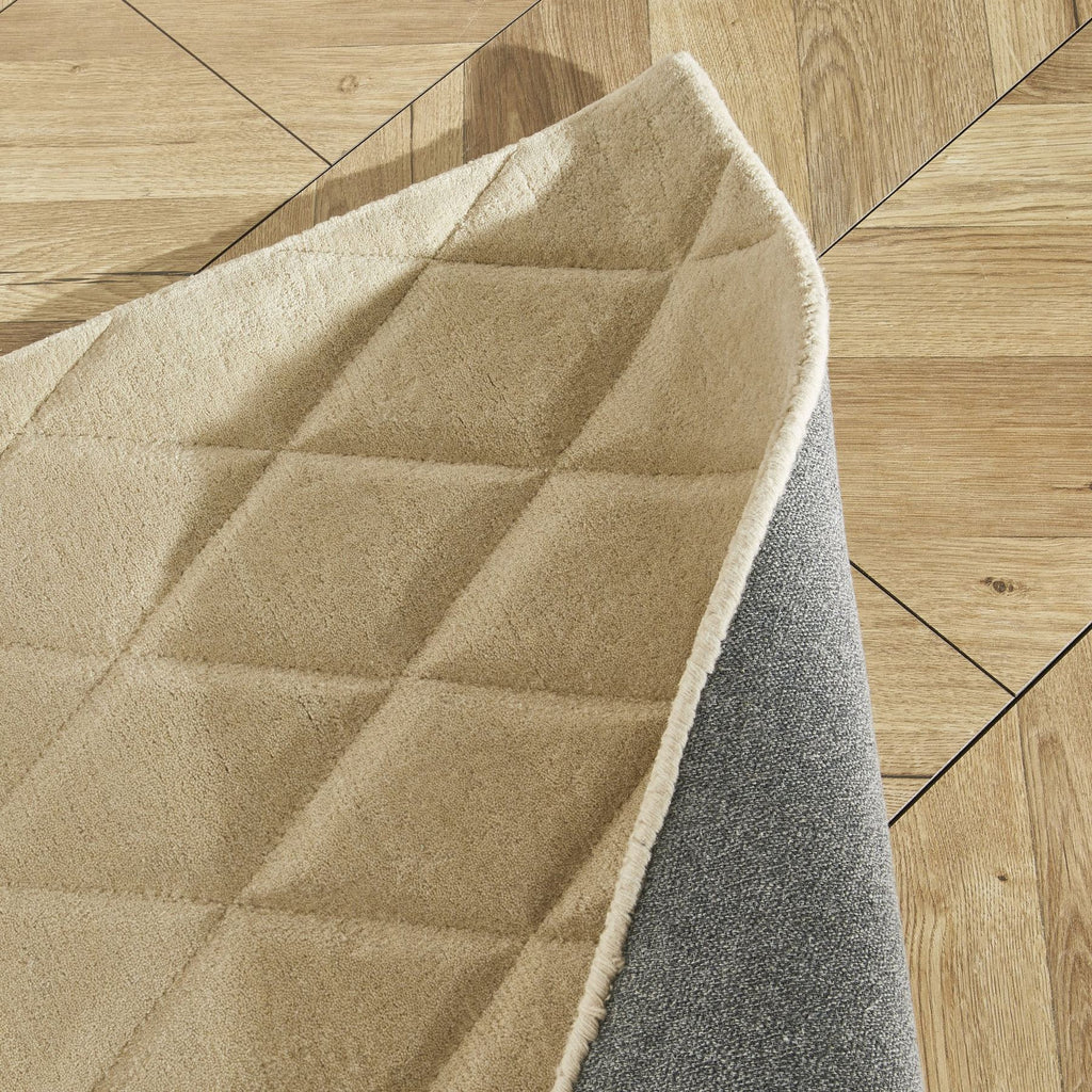 Priory Diamonds Beige Wool Rug
