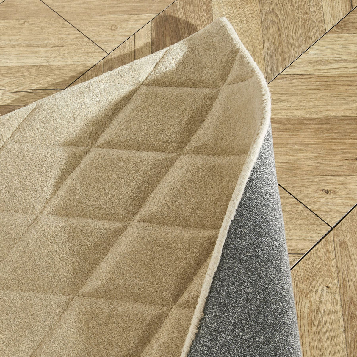Priory Diamonds Beige Wool Rug