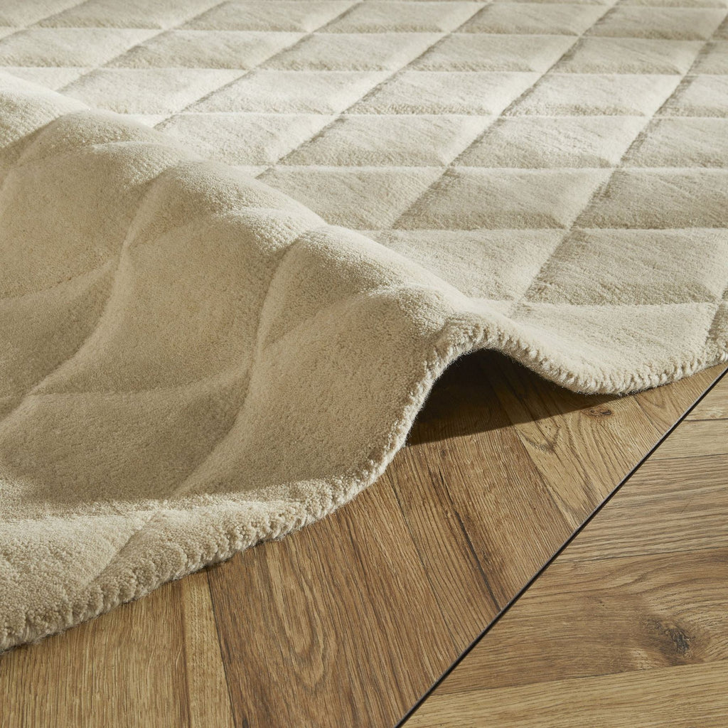 Priory Diamonds Beige Wool Rug