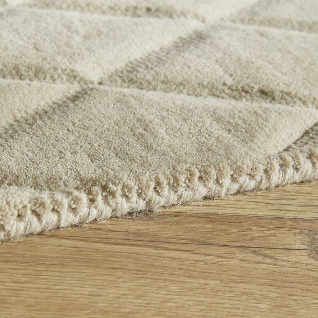 Priory Diamonds Beige Wool Rug