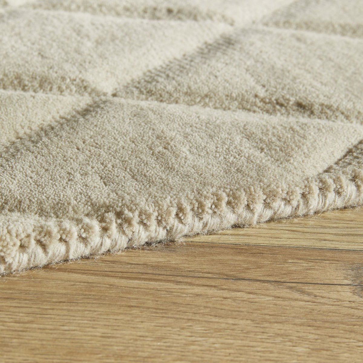 Priory Diamonds Beige Wool Rug