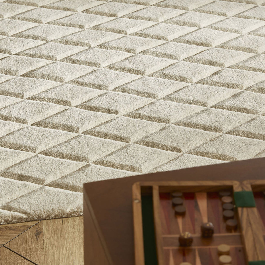 Priory Diamonds Ivory Wool Rug