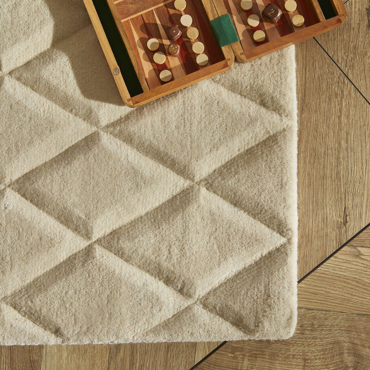 Priory Diamonds Ivory Wool Rug