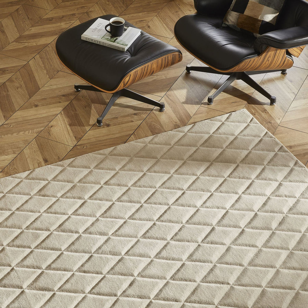 Priory Diamonds Taupe Wool Rug