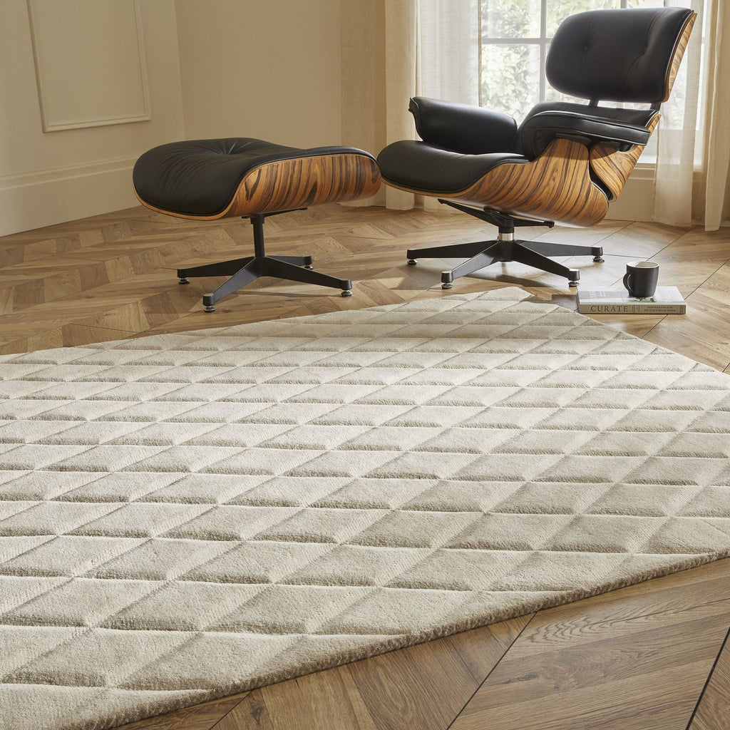 Priory Diamonds Taupe Wool Rug