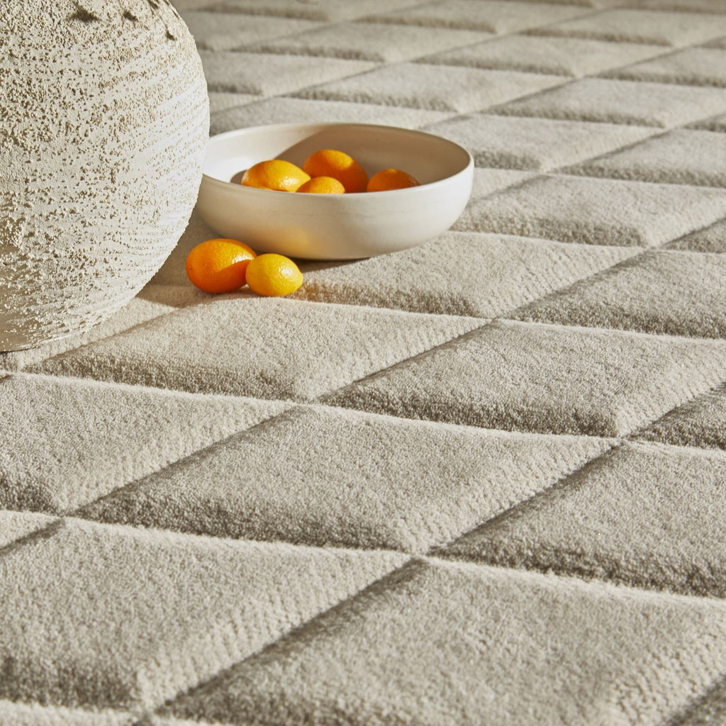 Priory Diamonds Taupe Wool Rug