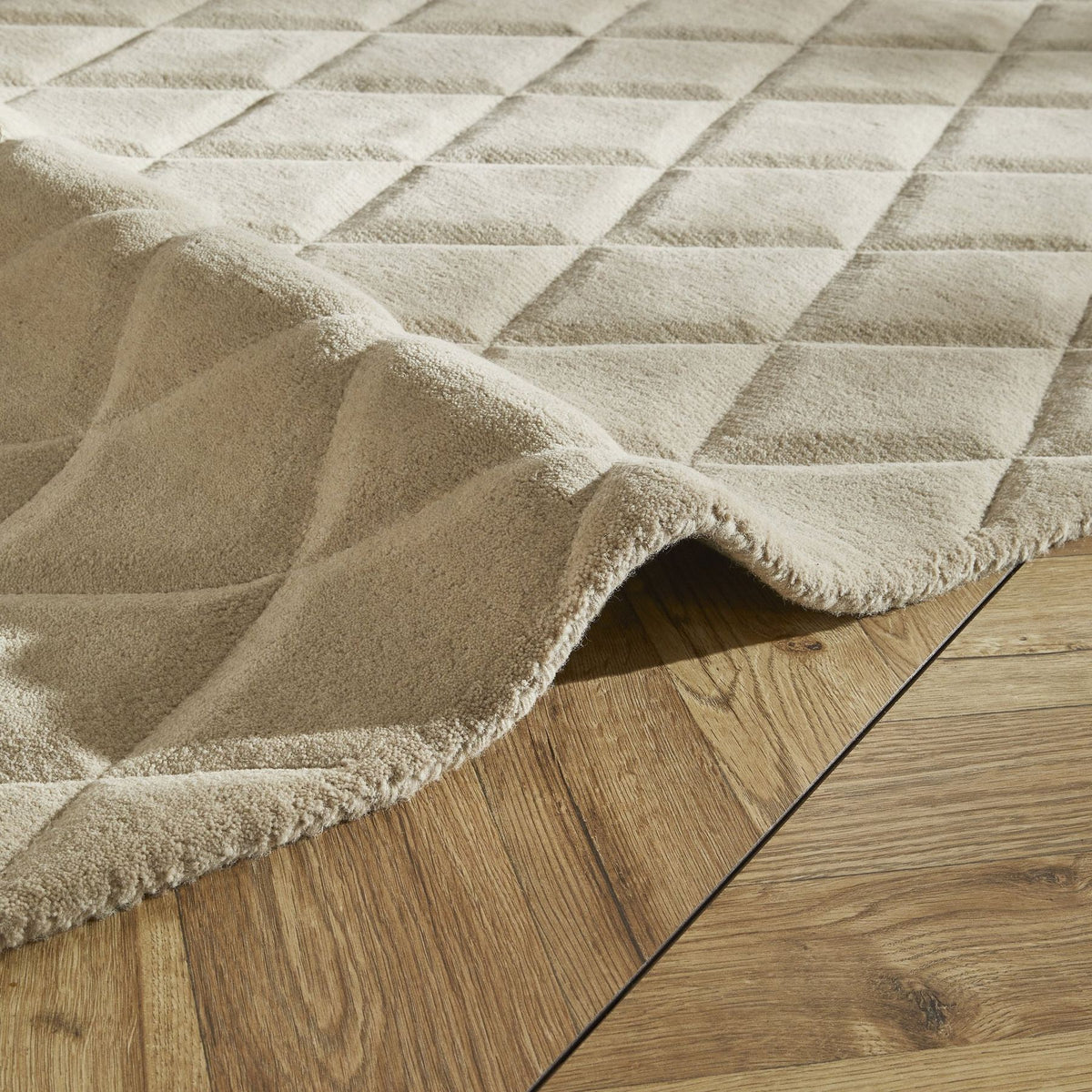 Priory Diamonds Taupe Wool Rug