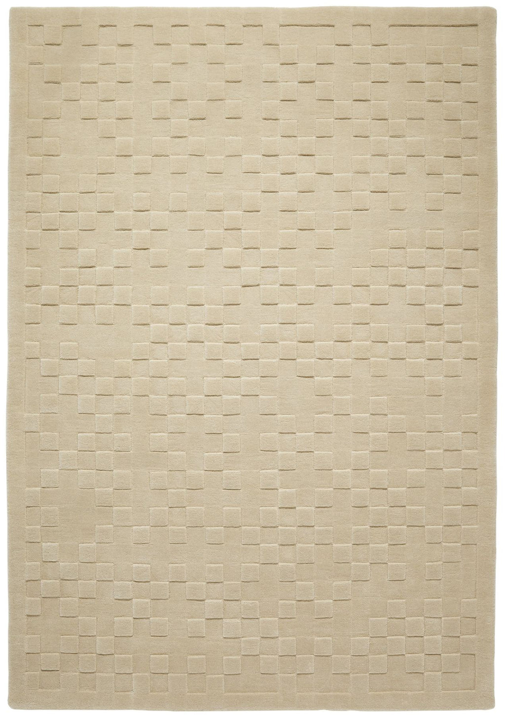 Priory Squares Beige Wool Rug