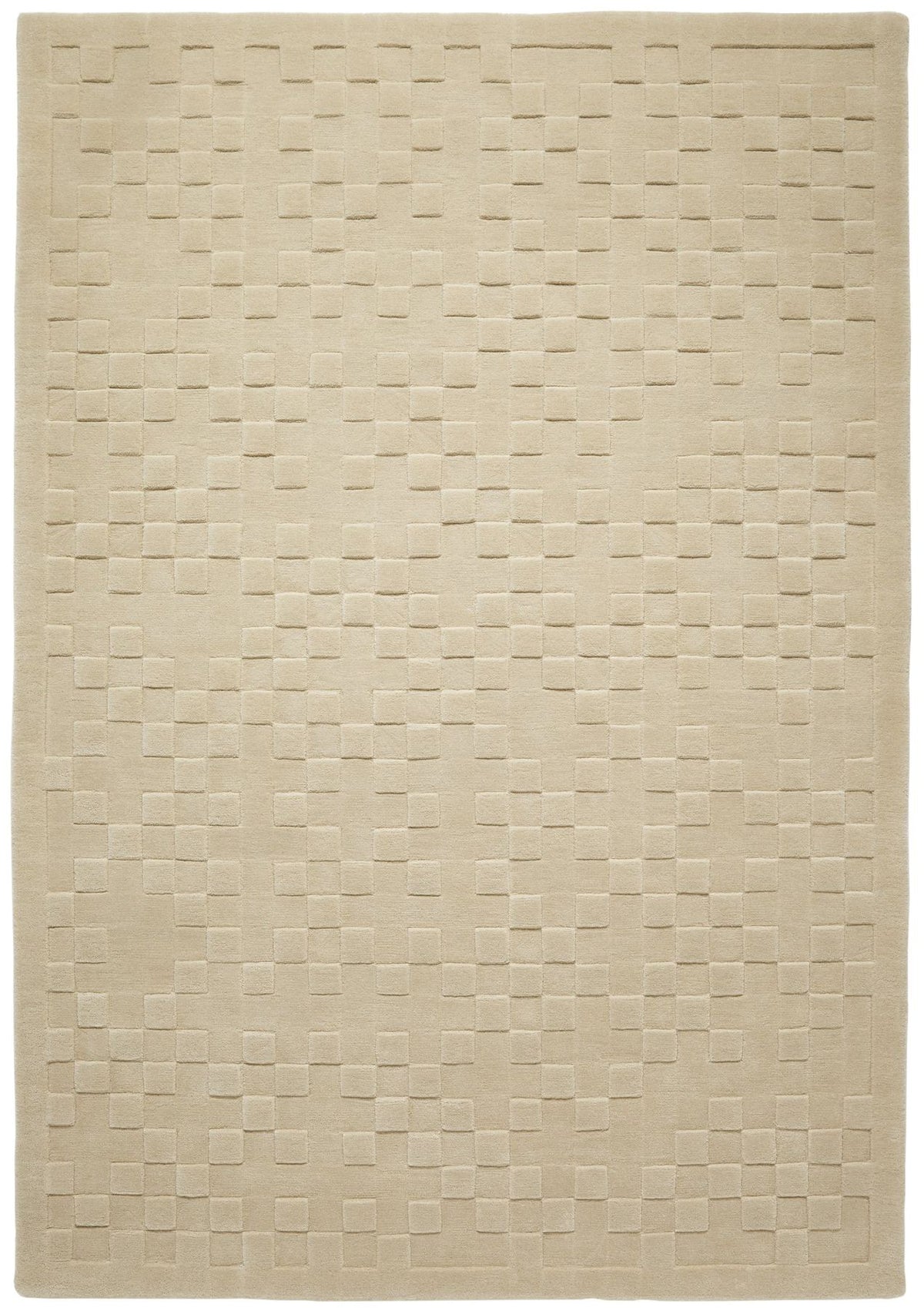 Priory Squares Beige Wool Rug