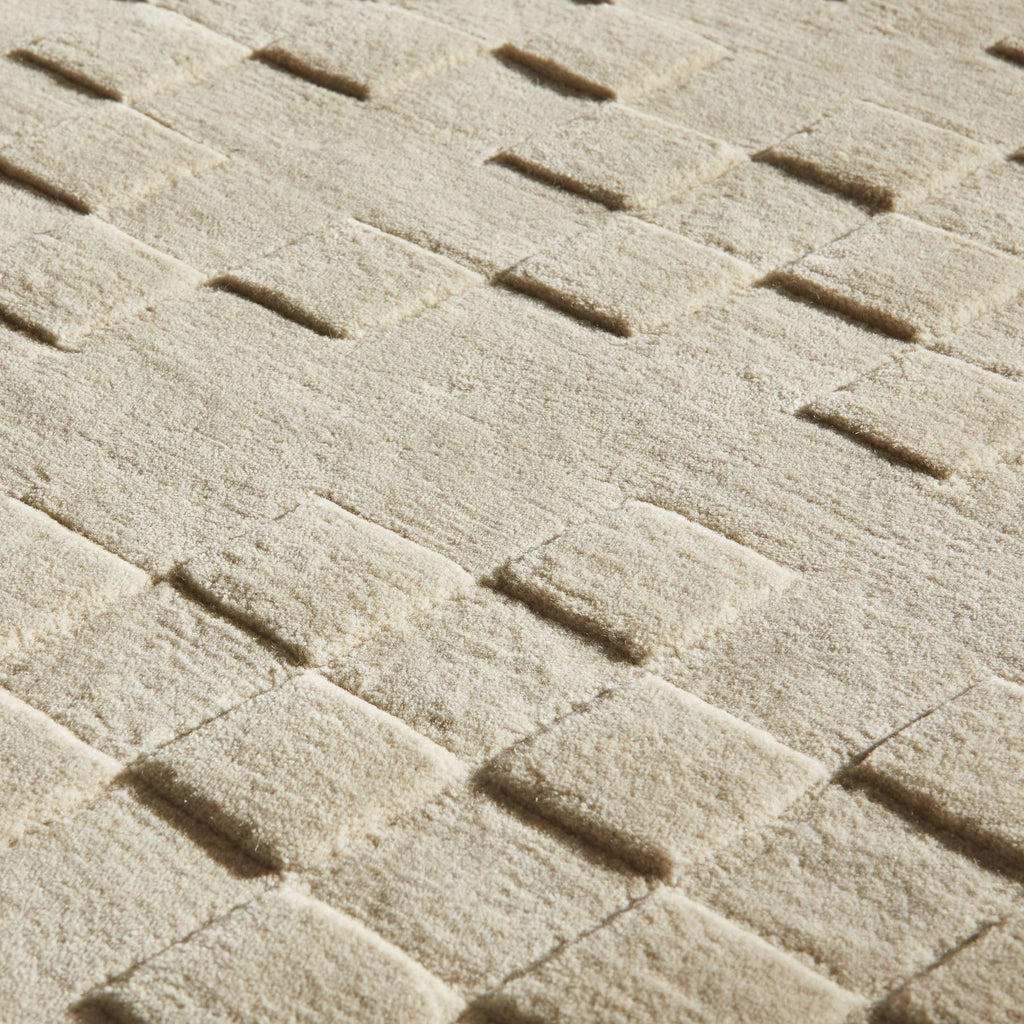 Priory Squares Beige Wool Rug