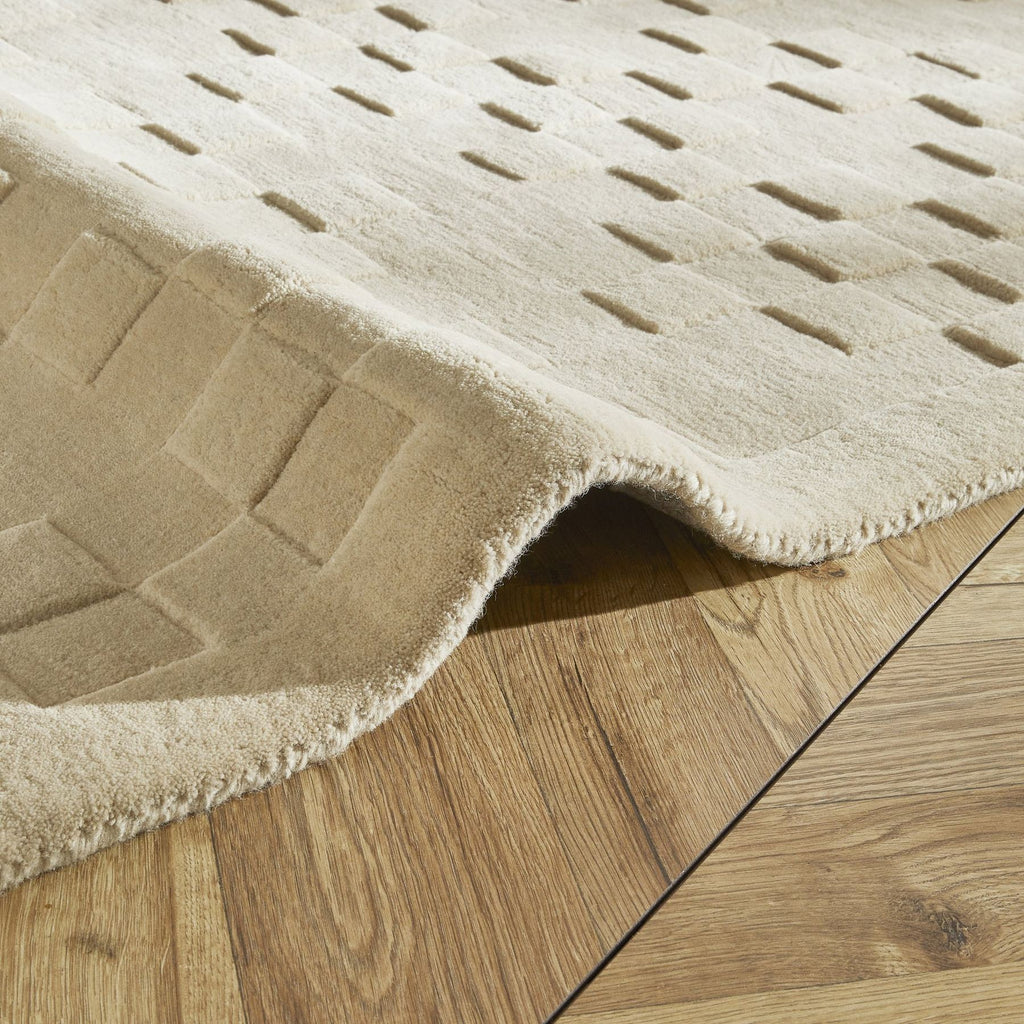 Priory Squares Beige Wool Rug