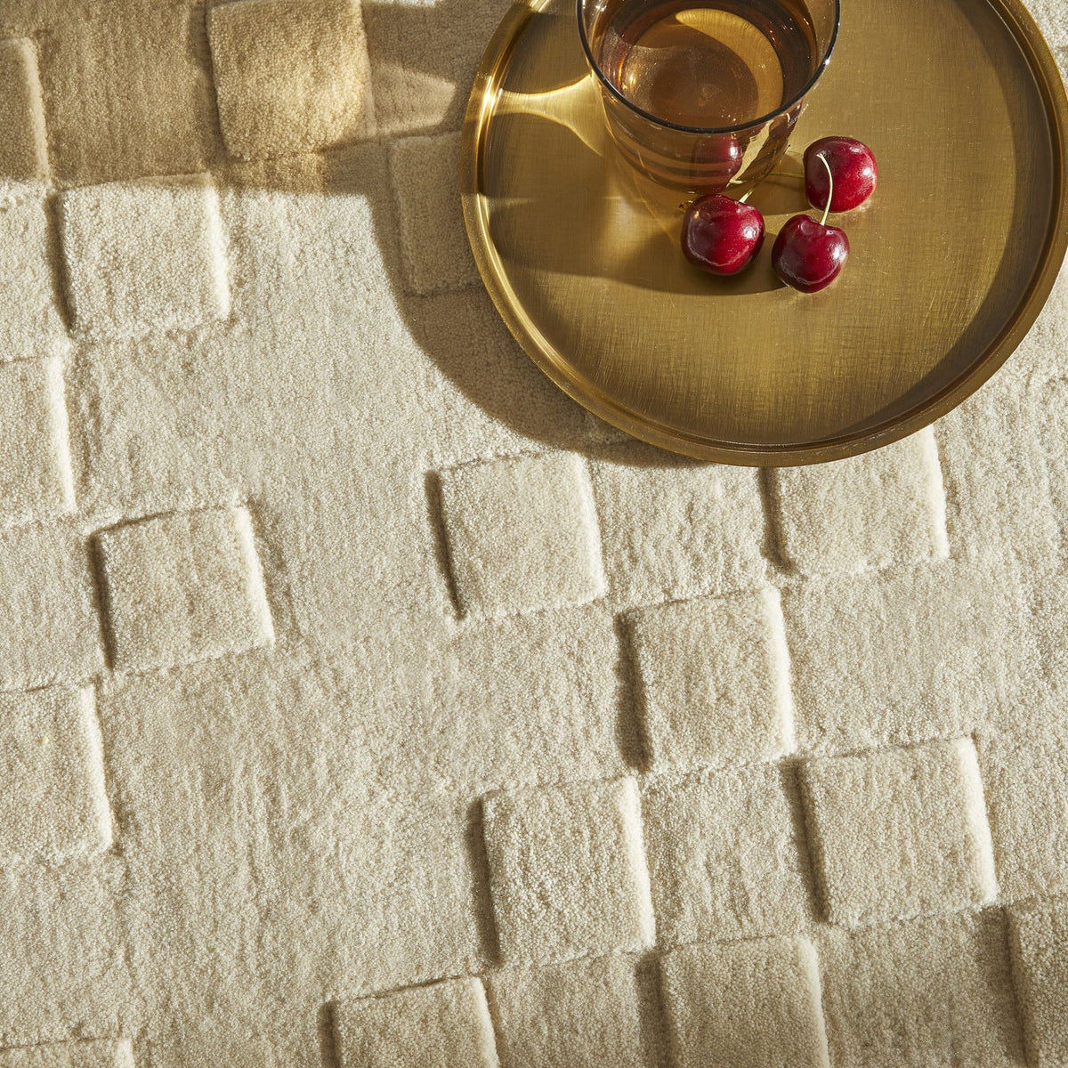 Priory Squares Ivory Wool Rug