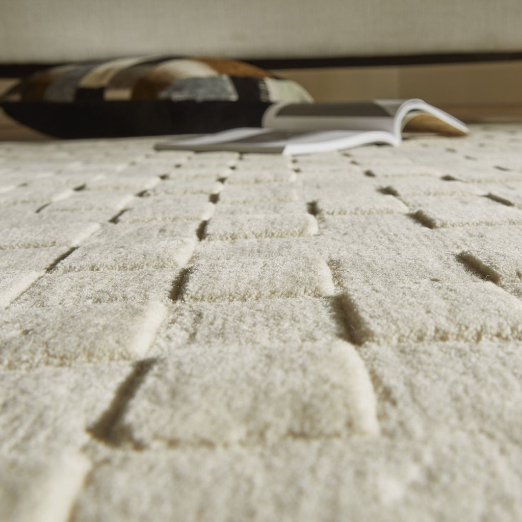 Priory Squares Ivory Wool Rug