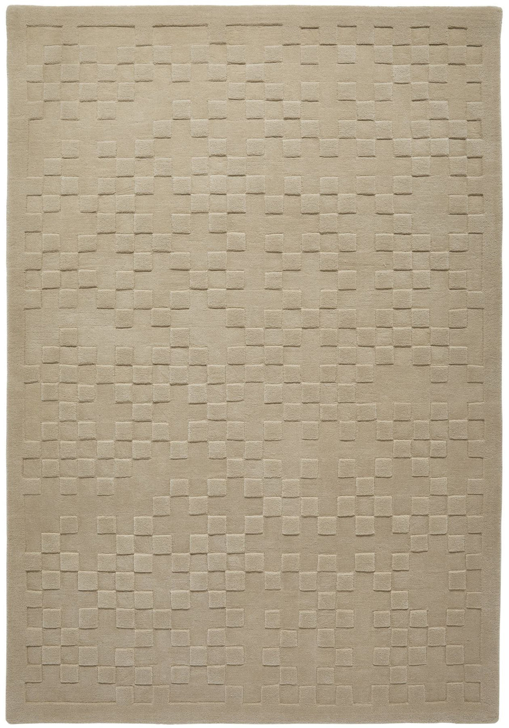Priory Squares Taupe Wool Rug