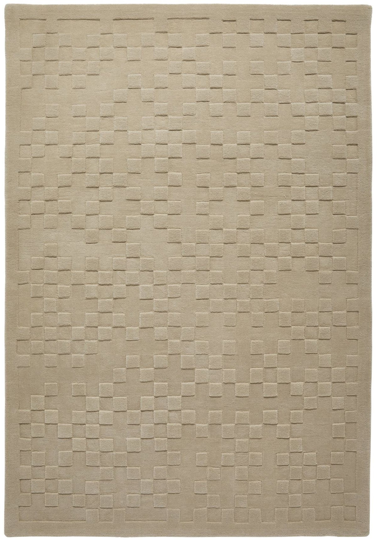 Priory Squares Taupe Wool Rug