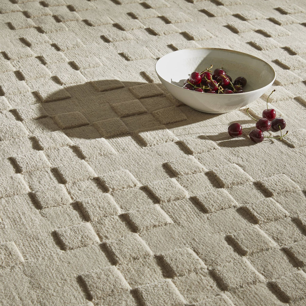 Priory Squares Taupe Wool Rug