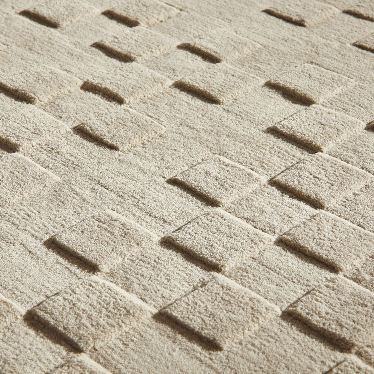 Priory Squares Taupe Wool Rug