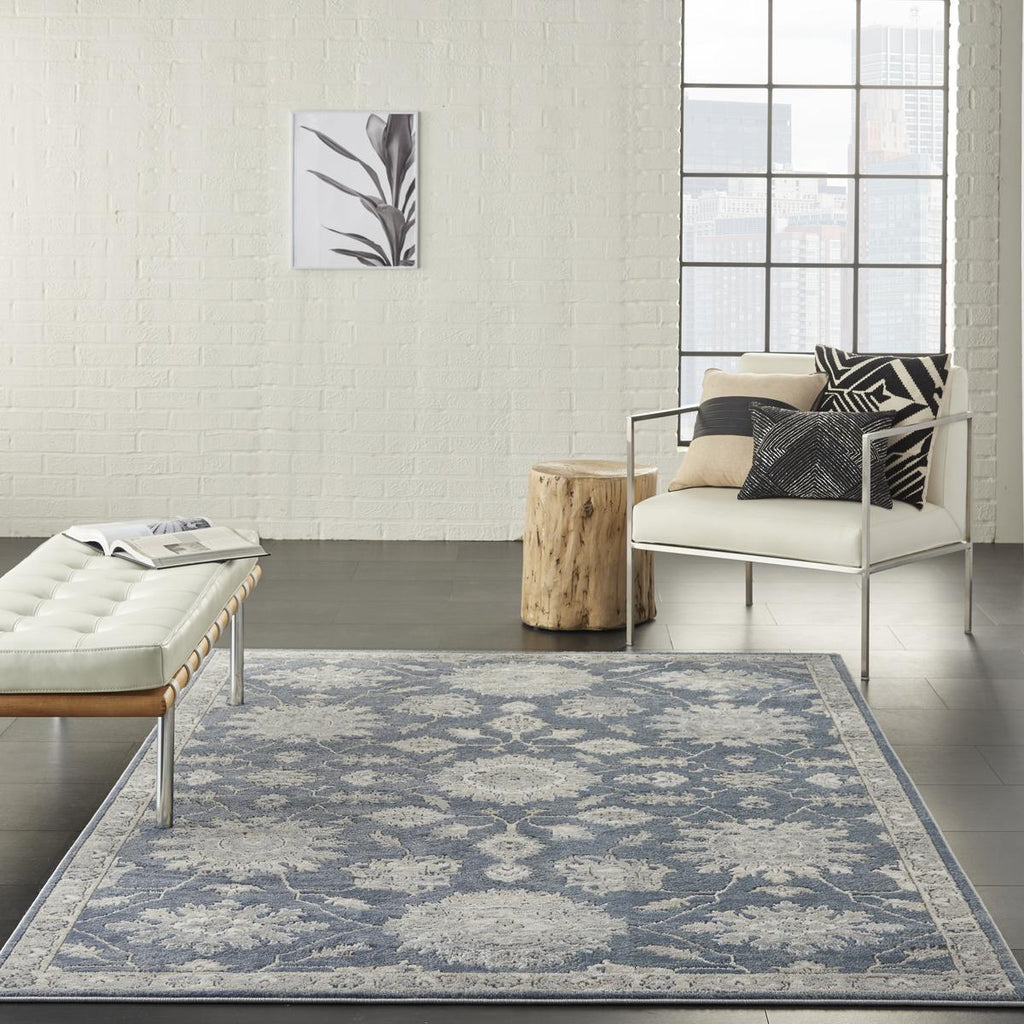Quarry Floral Blue Beige Rug