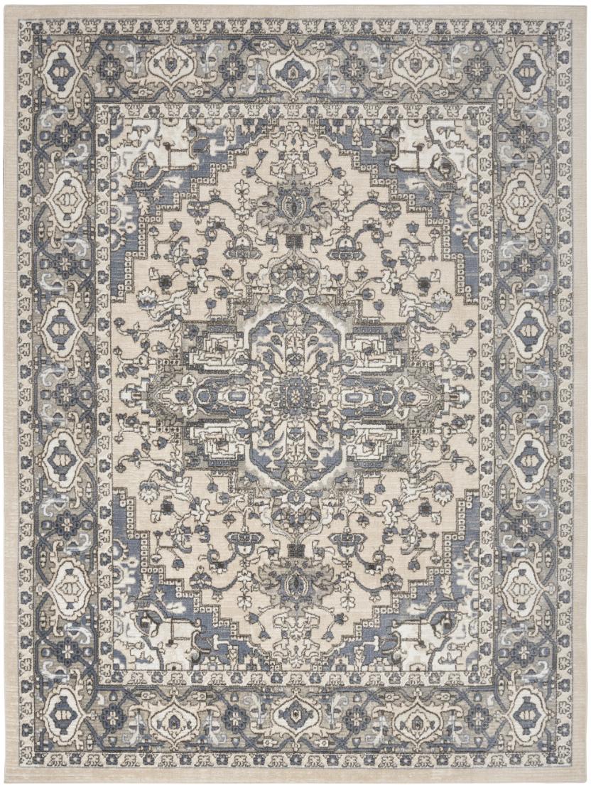 Quarry Medallion Ivory Blue Rug