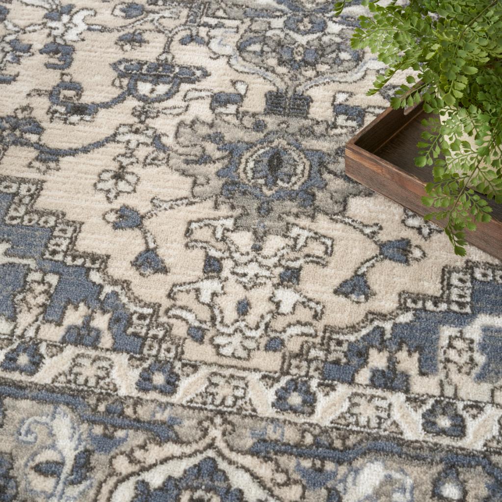 Quarry Medallion Ivory Blue Rug