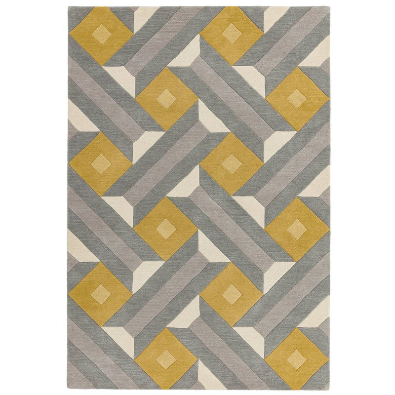 Reef Motif Ochre Grey Rug