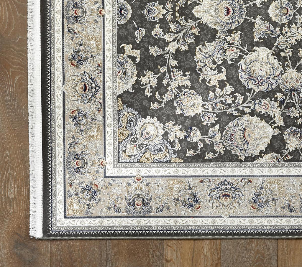Royalty Floral Dark Grey Rug