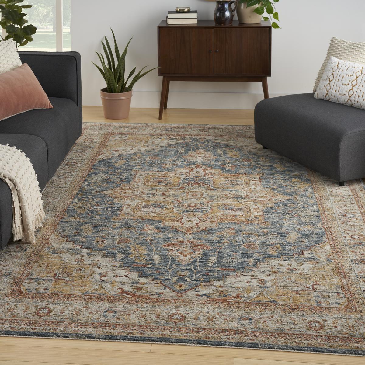 Sahar Medallion Ivory Blue Rug