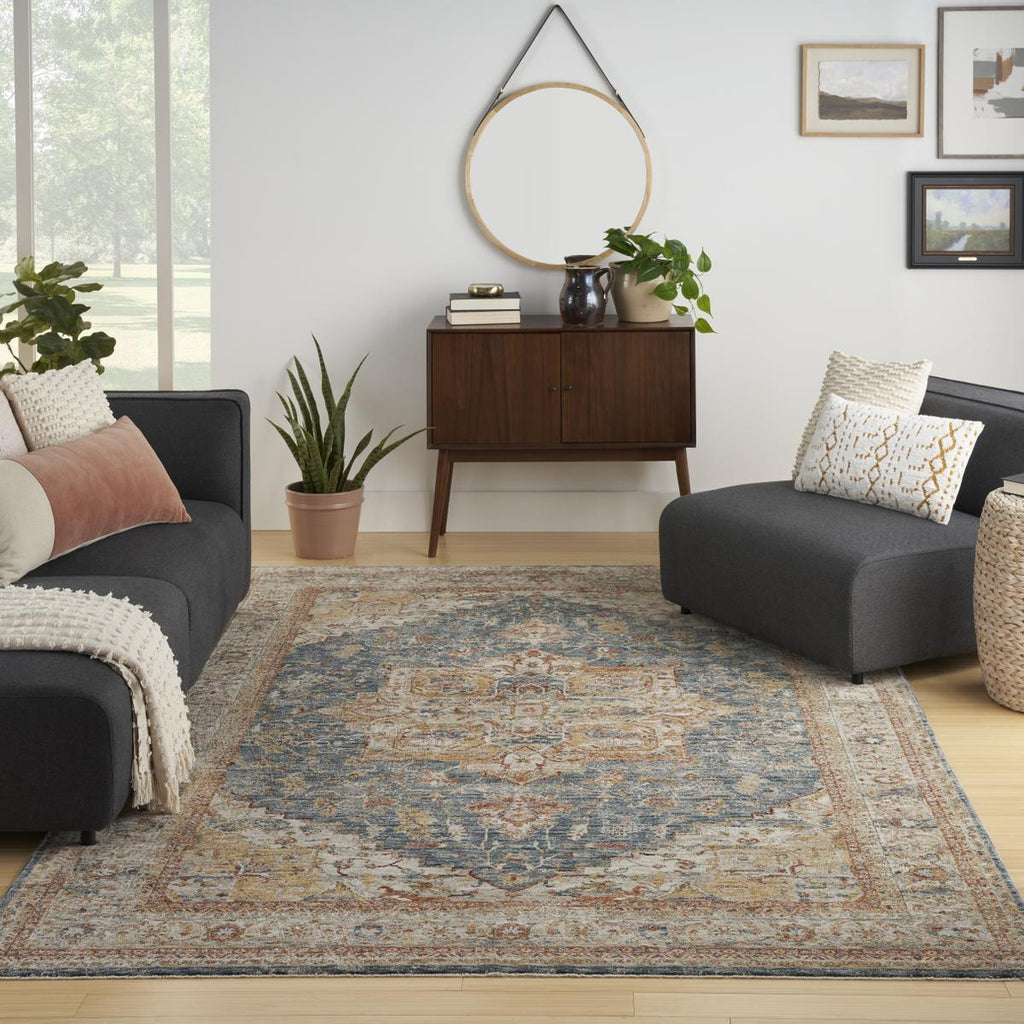 Sahar Medallion Ivory Blue Rug