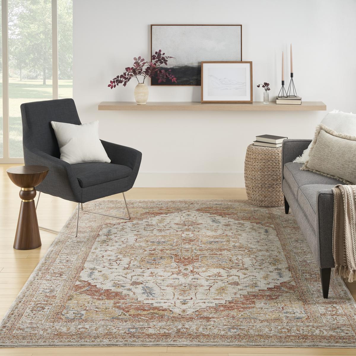 Sahar Medallion Ivory Rust Rug