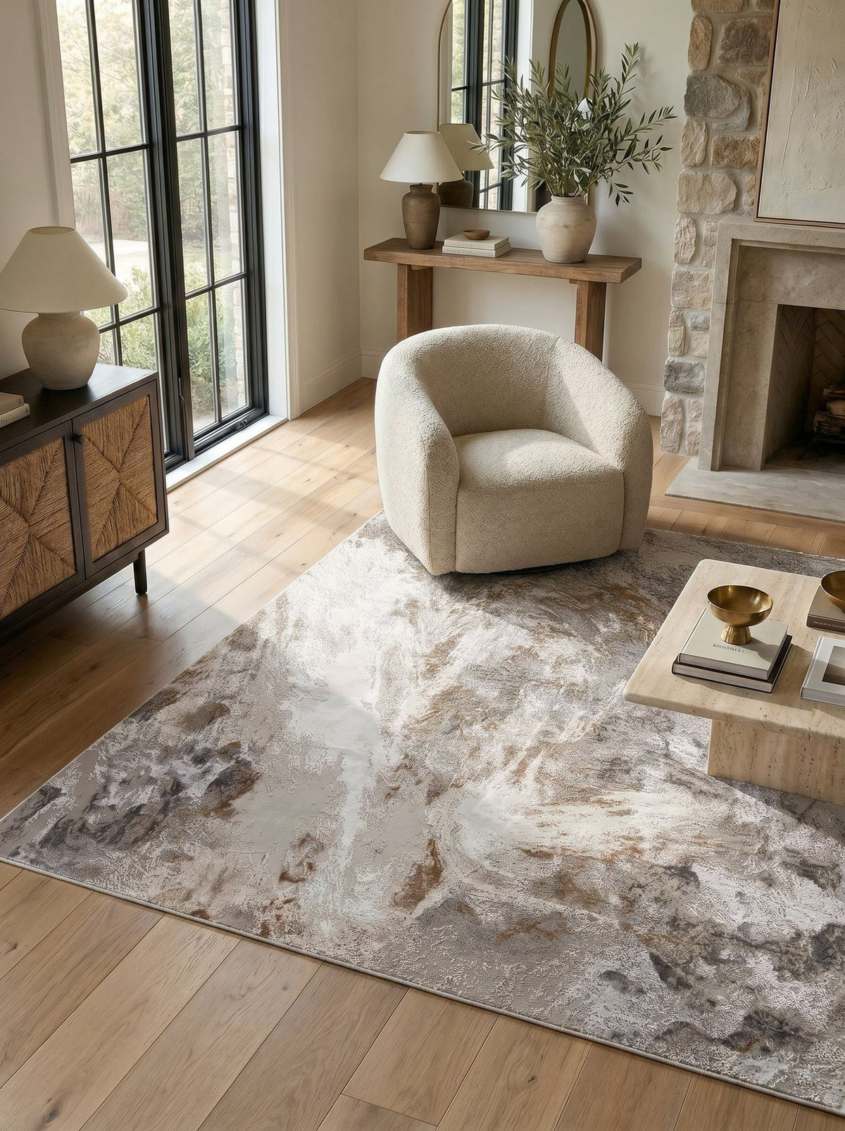 Santa Monica Marble Grey Beige Rug