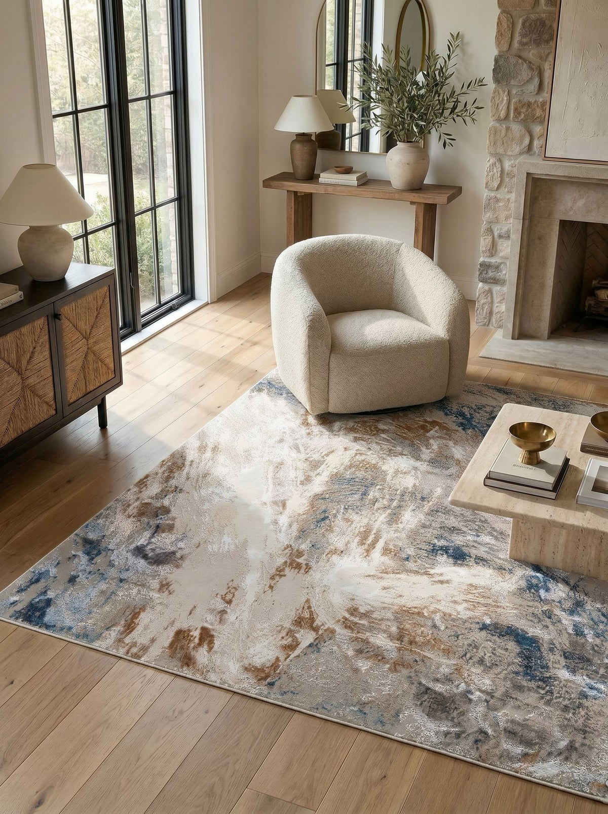 Santa Monica Marble Grey Blue Rug