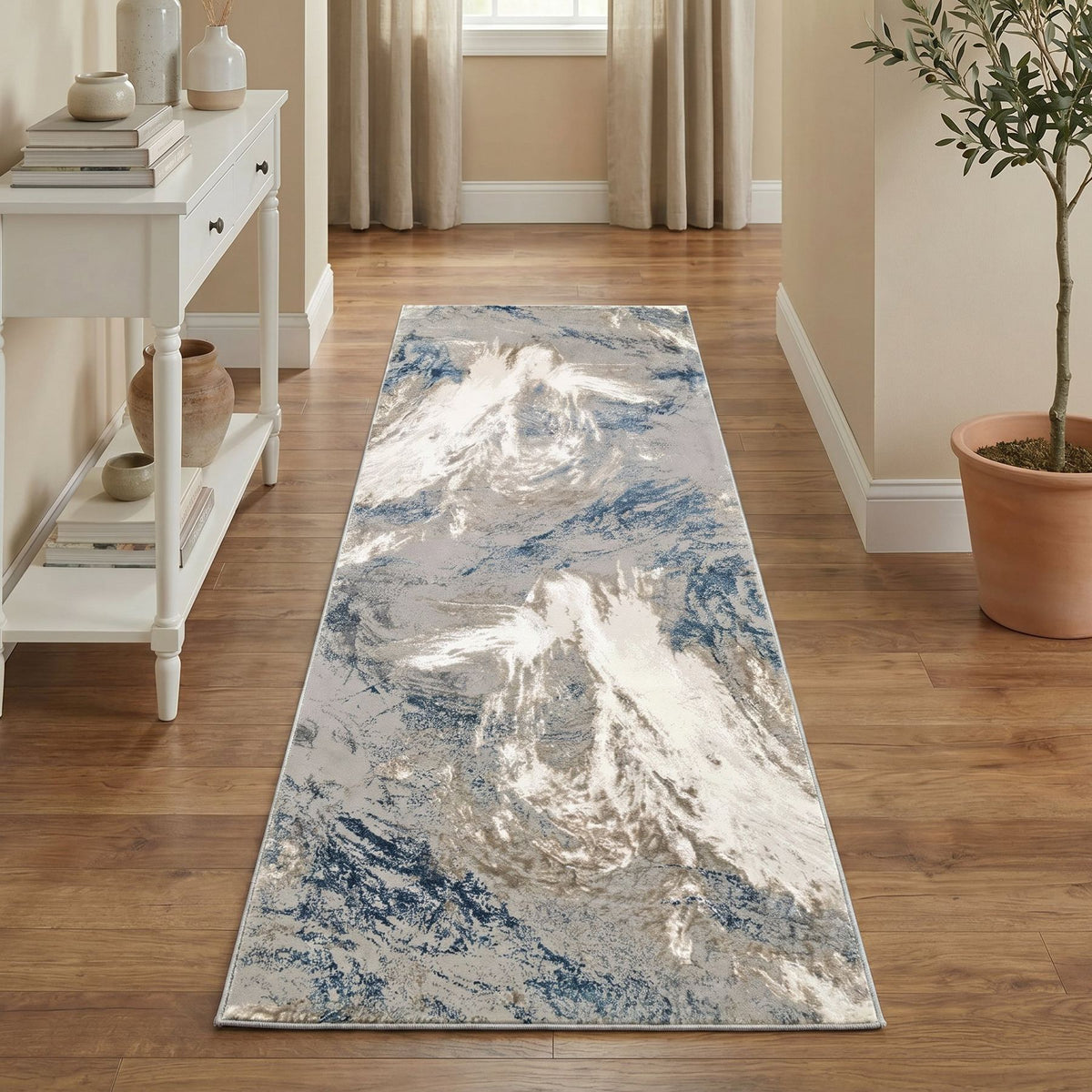 Santa Monica Marble Grey Blue Rug