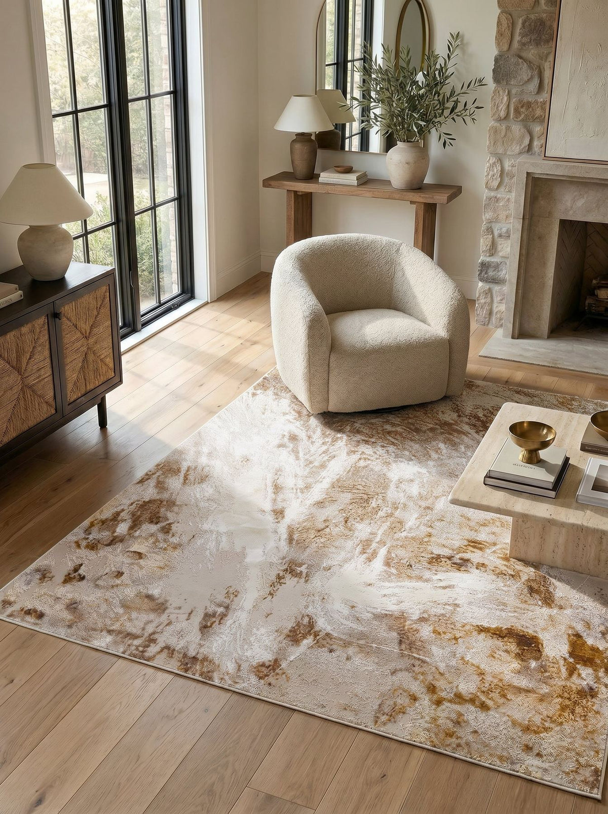 Santa Monica Marble Grey Gold Rug