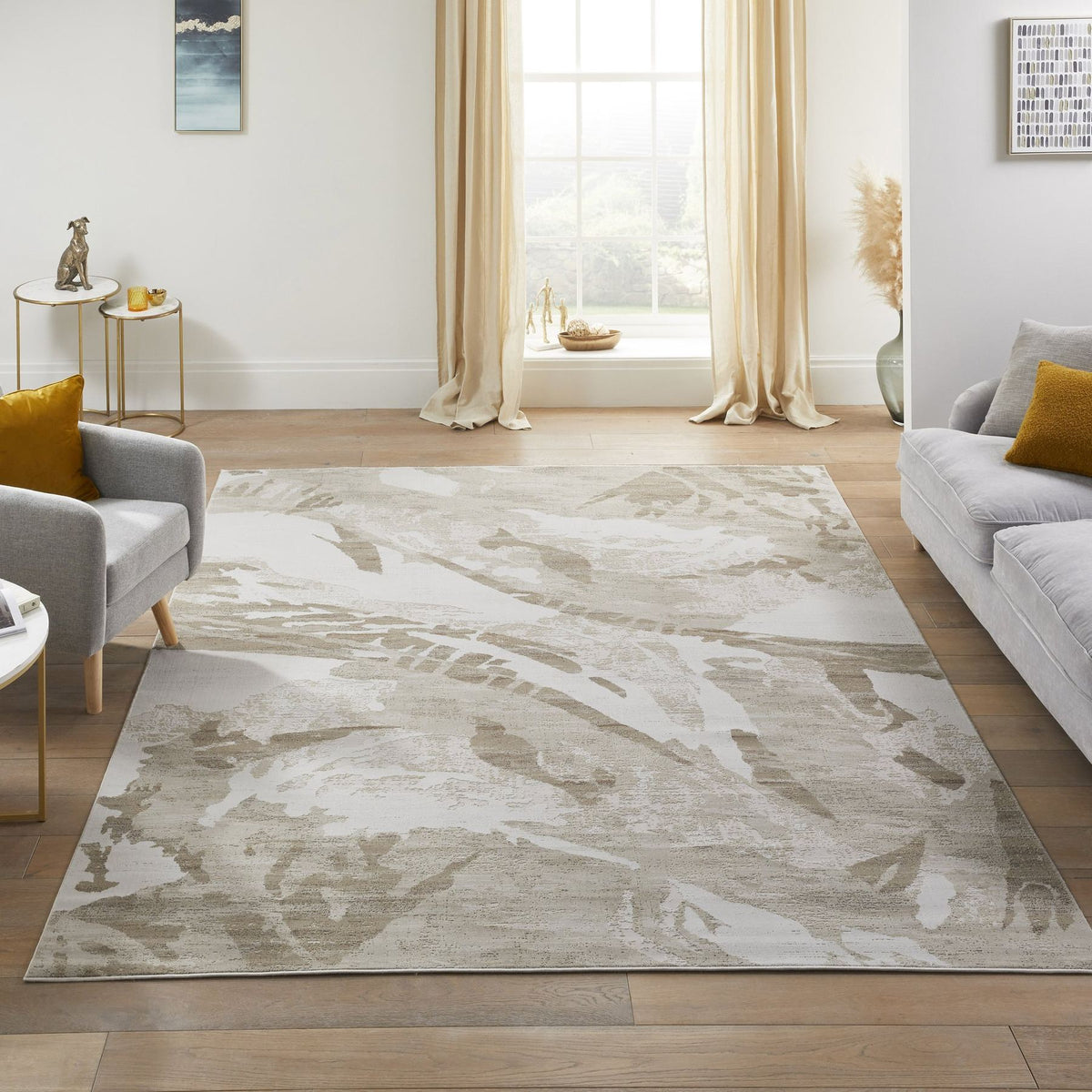 Skyline Leaf Ivory Beige Rug