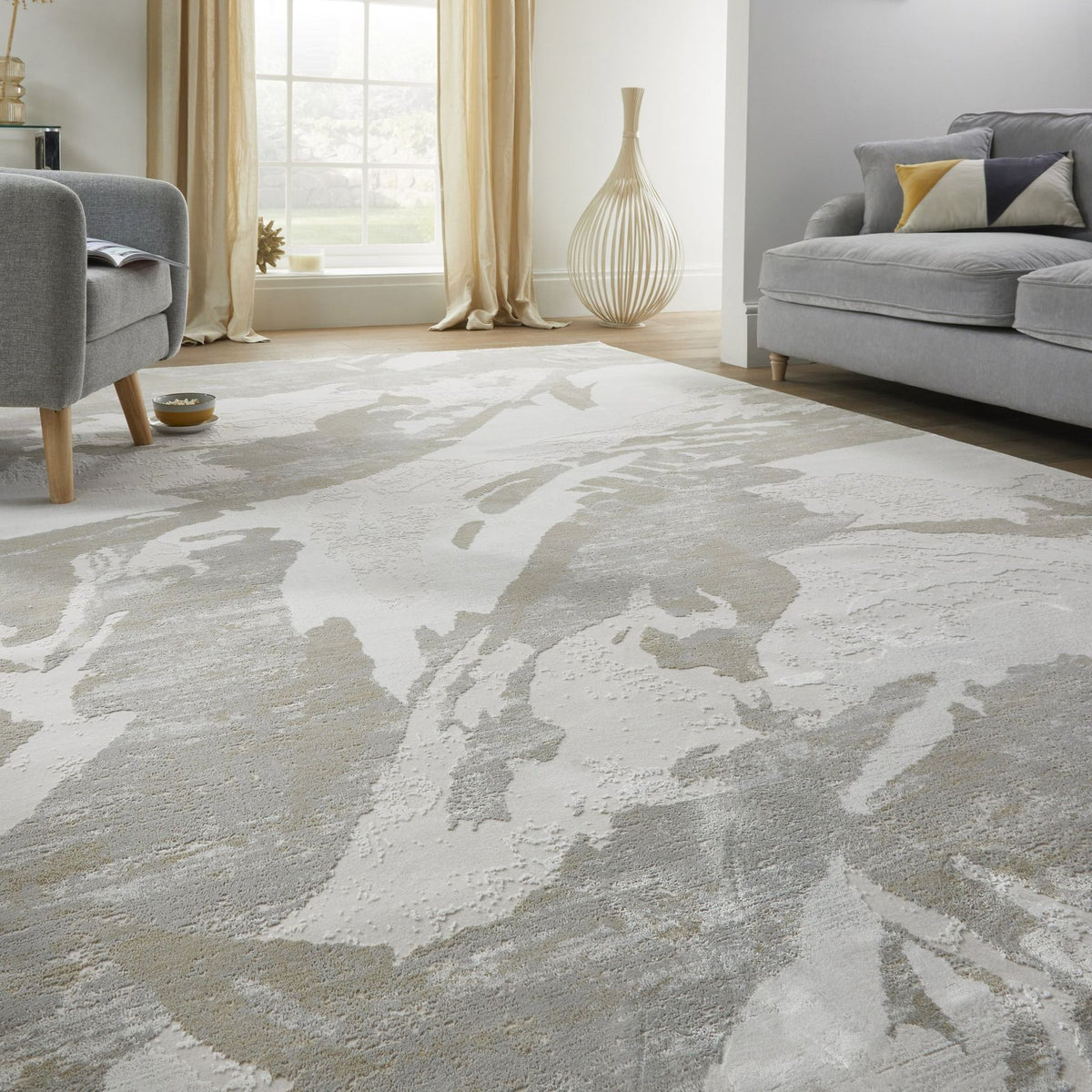 Skyline Leaf Ivory Grey Rug